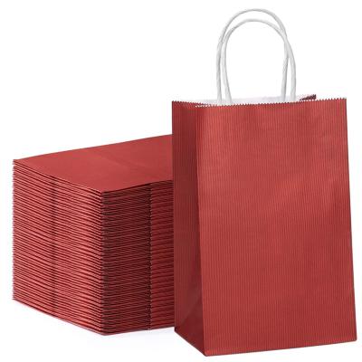 China Recycled Materials Certified Recyclable Brown Kraft Paper Bag Gift Favor Bags With Handles Colored Customized Printing Bag for sale