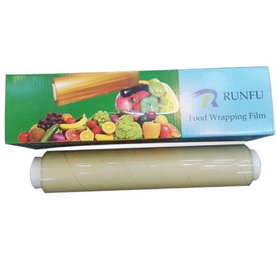 China Food Grade Water Soluble Wrap 600m Clear PVC Cling Film Jumbo Plastic Cling Roll Film Transparent Waterproof Food Cool Film for sale