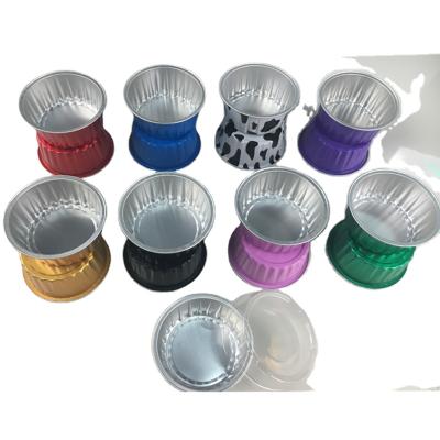 China Colorful Fast Food Tray Packing Rectangle Smooth Wall Aluminum Foil Takeout Container With Plastic Lid for sale