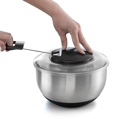 China Free Sample Sustainable Kitchen Retracting Pull Rope 5l Stainless Steel Salad Spinner for sale