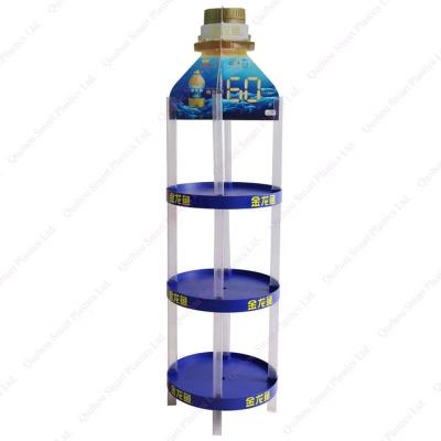 China Advertising Customized Design Motor Oil Bottle Holder Lubricant Unit Shelf Car Plastic Oil Display Rack for sale
