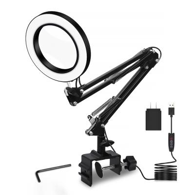 China Protect Eyes Amazon Maixi Spring Arm Lamp 3 Model 5x Desk Colors Magnifying Desk Lamp for sale