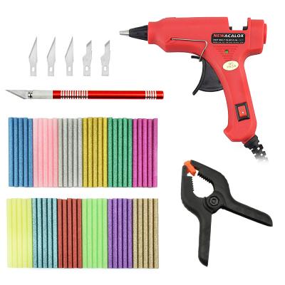 China High Performance NL113RED-63MIX DIY Melting Hot Melt Glue Gun with 60pcs 7mm Colorful Adhesive Hot Melt Glue Sticks Fixed Hobby Knife Clip for DIY Tool for sale