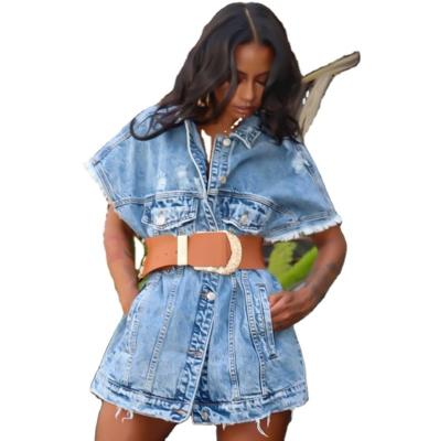 China RD 2021 plus size design fashion sleeveless denim jacket for women without belt ladies lattice jacket women for sale