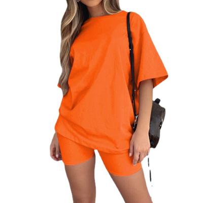 China 2 Piece Women's Fashion QUICK DRY Summer Full Color RD Polyester Loose Plain Short Set 2021 for sale