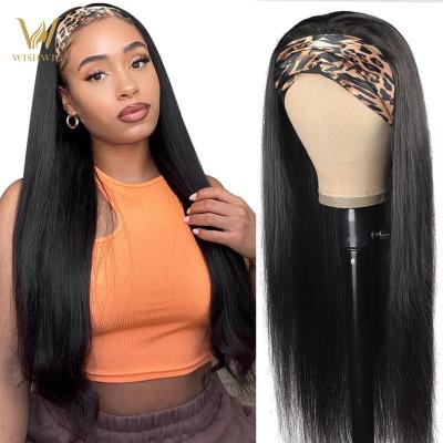 China Straight Headband Wigs For Women Virgin Hair Natural Straight Hair Black Wigs With Headband Glueless No Lace Front Headband Wigs for sale