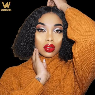 China Curly Wishwig Hair Lace Front Wig Factory Price Wholesale Curly Cuticle Aligned 13x4 Unprocessed Brazilian Hair Bob Wig Kinky Curly for sale