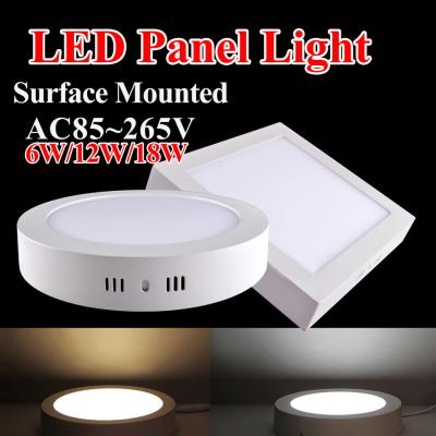 China Surface Mounted 6w 12w 18w Round/Square LED Panel Light for sale