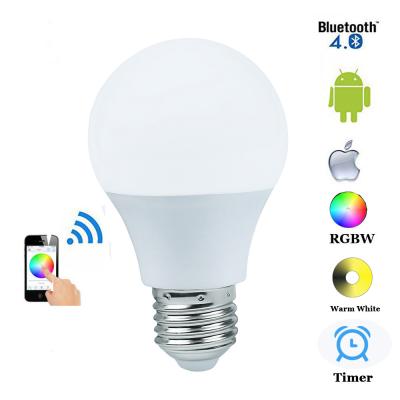 China AC85-265V 4.5W E27 RGBW  color change dimmable Bluetooth 4.0 smart led light bulb for sale