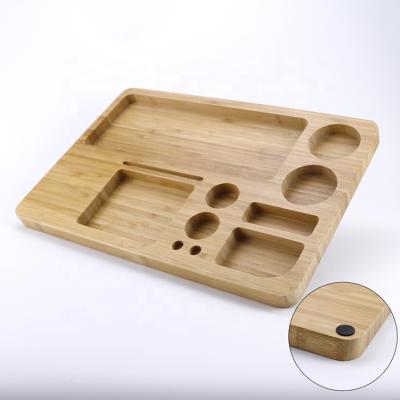 China Herb Accessories Bamboo Box Storage Universal Container Smoking Serving Trays Custom Made Bamboo Tray for sale