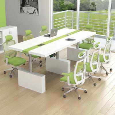 China (Size) modern electric adjustable desk adjustable conference table 8 person position meeting table for sale