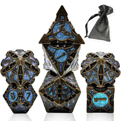 China Polyhedral Dies Set 7pcs Casino Dies Custom Polyhedral Zinc Alloy Dungeons And Dragons Game Tricks Die Sets D&D Antique Metal Dies Sets Wholesale for sale