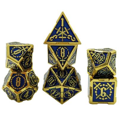 China Polyhedral Dice Set 7pcs 7-Piece Dungeons and Dragons Tabletop Board Game Dice Rune Metal Dice Set Sharp D&D Red Polyhedral Wholesale Dice Set for sale