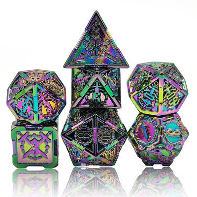 China Polyhedral Dies Set 7pcs Bulk Polyhedron Logo Red Casino Dice Dungeons Custom And Dragons Board Game Table Dice Set Pointed 16mm dnd metal dice set for sale