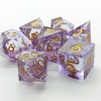 China Polyhedral Dice Set 7pcs To Bulk Custom Polyhedral Amethyst Gemstone Dice Dungeons And Dragons Family Tabletop Game Set Natural Gemstone DND Resin Dice Set for sale