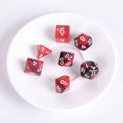 China Polyhedral Dice Set Custom Engraved Logo 7pcs Acrylic Dice Two Color Polyhedral Castle Role Playing Tabletop Game RPG Dice DND Acrylic Dice Set for sale