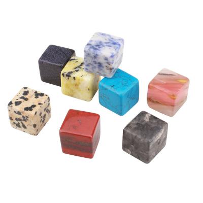 China Polyhedral Dice Set Manufacturer 7pcs Wholesale Polyhedral Rune D6 Blue Crystal Dice Role Playing Game RPG Dice dnd gemstone dice table set for sale