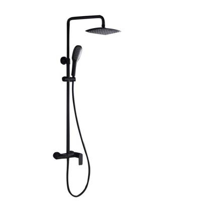 China With New Design Ningjie Sliding Bar Bathroom Brass Color Black Shower Faucet Shower Set for sale