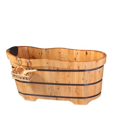 China Freestanding Hot Tub Cedar Wood Shower Bath Barrel Wood Bathtub for sale