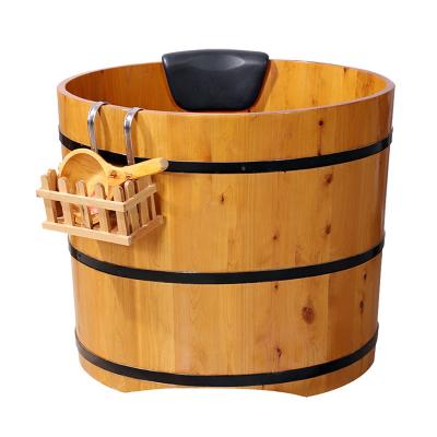 China Foshan Ningjie Freestanding Round Barrel Adult Wooden Bathtub With Cheap Price Wooden Tub for sale