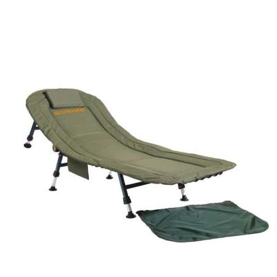 China Foldable Outdoor Fishing Folding Bed Chairs Adjustable Iron Frame 6 Legs With Mud Swivel Feet for sale