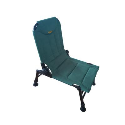 China Steel Frame Outdoor Portable Padded Mattress Fishing Folding Chair With Adjustable Leg In Green Leisure Comfy Chair for sale