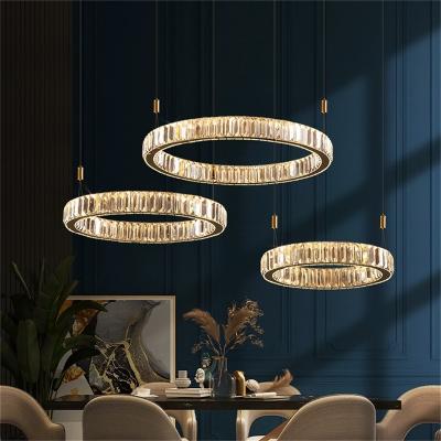 China Modern Round Chandelier Gold LED Light Decorative K9 Crystal Pendant Lamp Modern Fixtures for sale