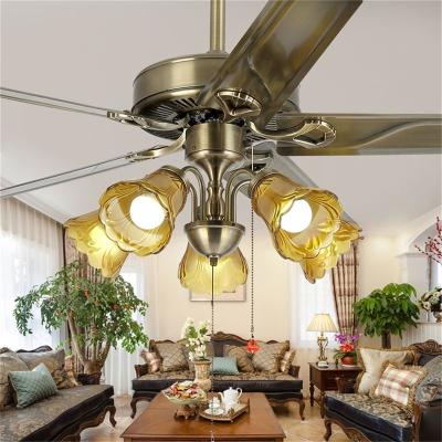 China 52 Inch Large Modern Classic Lamp Factory Vintage Ceiling Fan Remote Control Modern Simple Retro Light for sale