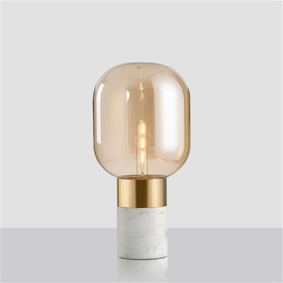 China Creative Simple Design Nordic Postmodern Modern LED Desk Lamp Decorative For Bedroom Marble Table Lamp for sale