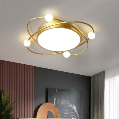 China Nordic Contemporary Gold Outdoor Mounted Ceiling Light Round Home Decorative Lamp Fixtures LED For Bed Living Room for sale