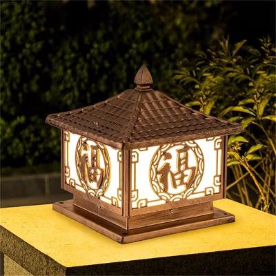 China Contemporary Outdoor Solar Powered LED Wall Pillar Post Lamp Waterproof Fixtures For Home Yard Garden Light for sale