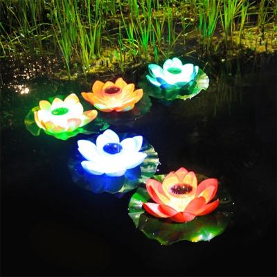 China Solar Garden Landscape Lights Wish Lights Build Up Water Float Lotus Lights Outdoor Waterproof Courtyard Garden Decoration 7 Colors for sale