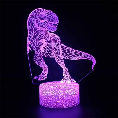 China Dropshipping Dinosaur USB Battery Modern Bedroom Kids 16 Colors Touch Dimmable 3D Night Remote Multicolor Visual Led Light for sale