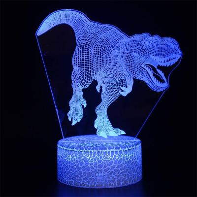 China Dropshipping Dinosaur USB Battery Modern Bedroom Kids 16 Colors Touch Dimmable 3D Night Remote Multicolor Visual Led Light for sale