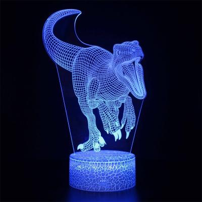 China Dropshipping Dinosaur USB Battery Modern Bedroom Kids 16 Colors Touch Dimmable 3D Night Remote Multicolor Visual Led Light for sale