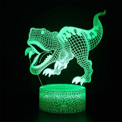 China Dropshipping Dinosaur USB Battery Modern Bedroom Kids 16 Colors Touch Dimmable 3D Night Remote Multicolor Visual Led Light for sale