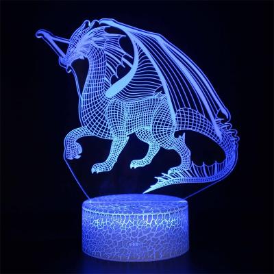 China Dropshipping Dinosaur USB Battery Modern Bedroom Kids 16 Colors Touch Dimmable 3D Night Remote Multicolor Visual Led Light for sale