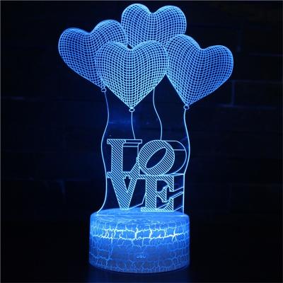 China Modern Dropshipping USB Battery Bedroom Kids 16 Colors Touch Remote Multicolor Dimmable 3D LED Night Visual Light for sale