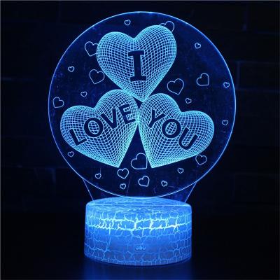 China Dropshipping USB Battery Modern Bedroom Kids 16 Colors Touch Dimmable 3D Night Remote Multicolor Visual Led Light for sale