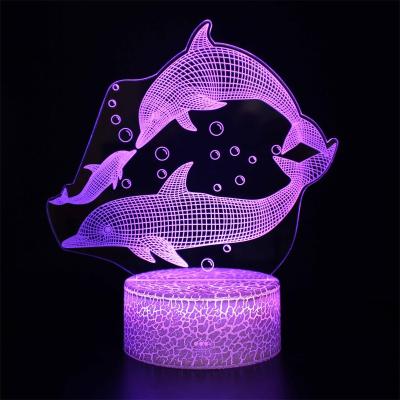 China Dropshipping USB Battery Modern Bedroom Kids 16 Colors Touch Dimmable 3D Night Remote Multicolor Visual Led Light for sale