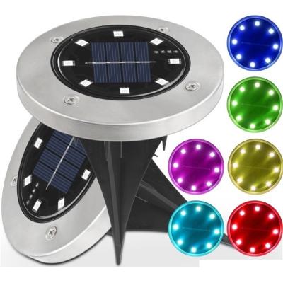 China 2 PCS Stainless Steel Outdoor Waterproof Garden Lawn Light 8LED New Solar Garden Underground Lamps Decorative For Villa Landscape for sale