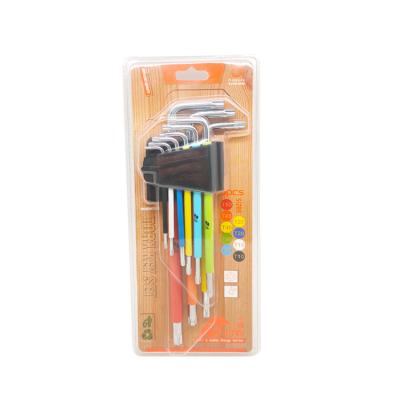 China Easy to insert when using 9 pcs mirror tip color polished hex Allen Key Wrenches Set for sale