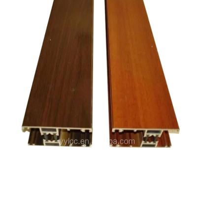 China High hardness wood grain surface alu profile for window and door for sale