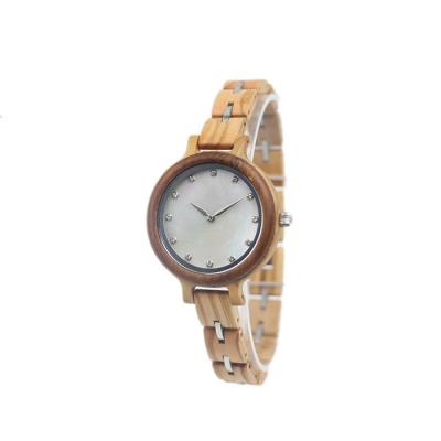 China The Water Resistant Handcrafted Wholesale Olive Wood Watch For Women Natural Eco-friendly Simple for sale