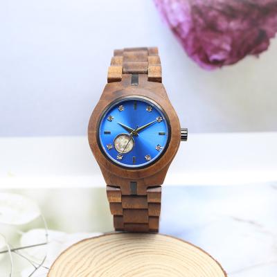 China The power reserve brand luxury multi-function watches obvious movement men's skeleton automatic mechanical wooden watch for sale