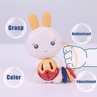 China Soft Toy Alilo Bunny Safe Food Grade BPA Free Soft Chew Ratchets Silicone Toys Newborn Baby Teether for sale