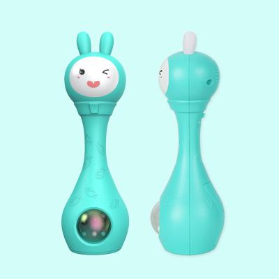 China Toy Alilo Soporific 2021 New Bunny Bedtime Infant Electronic Music Baby Rattle Toys Smart Silicone Teethers for sale