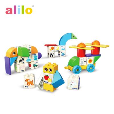 China Toy Alilo Custom Animal Shape ABS Plastic Children Educational DIY Balancing Soft ABC Building Block Toys Magnetic Building Blocks Sets for sale