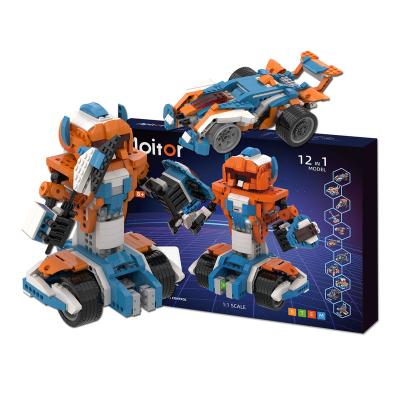 China 2 PCS IR Sensor Dropshipping 12 in 1 STEM Kids Car Transformered Programming Robot Toys Sets Building Blocks for sale