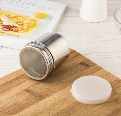 China New Sustainable Durable Kitchen Metal Spice Shake Stainless Steel Seasoning Bottle With Mesh Powder Sugar Shaker Lid for sale